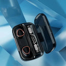 Fone de ouvido Bluetooth 5.1 com estojo digital LED - à prova d'água, bateria de longa duração, controle por toque.