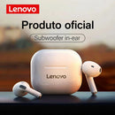 Fones de ouvido sem fio Lenovo LP40 originais, TWS, Bluetooth, com controle por toque, ideais para esportes e com som estéreo para celulares Android.