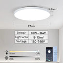 Luminária de teto LED inteligente 36W 50W 220V dimerizável, moderna, com controle remoto por aplicativo para quarto e sala de estar.