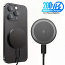 Carregador sem fio magnético de 200 W para iPhone 17, 16, 15, 14, 13, 12 Pro Max, AirPods 4 Pro e outros dispositivos com MagSafe. Estação de carregamento rápido magnética.