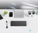 Teclado sem fio Bluetooth Rapoo E9050L/9010M ABNT2 para vários dispositivos, na cor preta, com teclas multimidia.