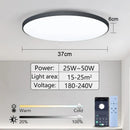 Luminária de teto LED inteligente 36W 50W 220V dimerizável, moderna, com controle remoto por aplicativo para quarto e sala de estar.