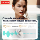Fones de ouvido intra-auriculares Lenovo LP19 com som estéreo Hi-Fi, TWS, sem fio, Bluetooth, com chamadas HD e microfone integrado.