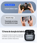 Fones de ouvido sem fio Lenovo LP40 originais, TWS, Bluetooth, com controle por toque, ideais para esportes e com som estéreo para celulares Android.