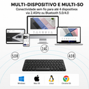 Teclado sem fio Bluetooth Rapoo E9050L/9010M ABNT2 para vários dispositivos, na cor preta, com teclas multimidia.
