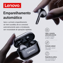 Fones de ouvido sem fio Lenovo LP40 originais, TWS, Bluetooth, com controle por toque, ideais para esportes e com som estéreo para celulares Android.